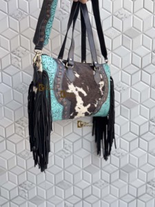 Nuevo Bolso Tote de Cuero Vacuno Estilo Western con Patrón Elegante y Grabado a Mano, Bolso de Cuero con Flecos, Bolsos de Cuero Elegantes para Mujer - Product Image 4
