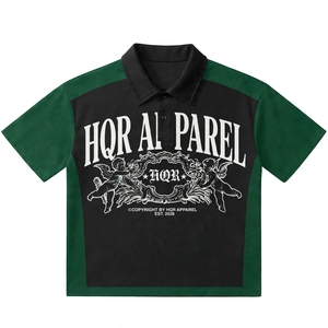 Camiseta de Manga Corta Negra y Roja para Hombre con Logotipo Estampado en la Parte Delantera, Ribete en Contraste, Corte Regular, Informal, Transpirable, de Algodón - Product Image 2