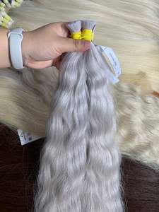 Extensions de cheveux humains vierges vietnamiennes en vrac, vague naturelle, prix de gros, blond clair, super double trame, 60 cm - Product Image 6