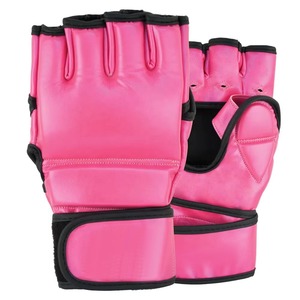 Gants de MMA gris premium en cuir rouge, mitaines de grappling professionnelles pour arts martiaux, entraînement de sparring et de frappe, paume ouverte, ajustables - Product Image 4
