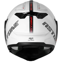 Casco de Motocicleta Abatible RV6 VANTAGE Blanco/Rojo Brillante, Nuevo, de ABS