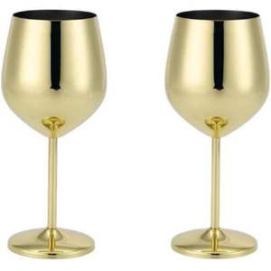 Copa de vino de acero inoxidable dorado de lujo, copa de metal, flauta de champán, vaso irrompible para bodas, fiestas, hoteles y bares. - Product Image 1
