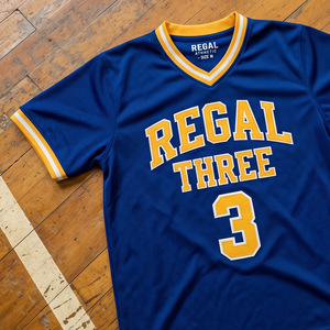 Camiseta de Baloncesto Regal Athletic con Cuello en V para Hombre, Azul y Amarillo, Sublimada, de Malla, 100% Poliéster, Camisetas de Fútbol Tosp - Product Image 4