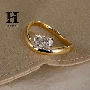 Bague de luxe en diamant radiant - Bijoux en diamant certifié cultivé en laboratoire/naturel - Or 18K/14K personnalisable - Product Image 1