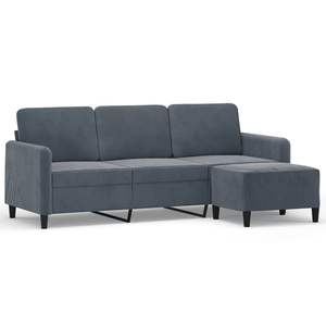 Sofá de 3 Plazas en Terciopelo Gris Oscuro con Reposapiés, Mueble Elegante para Sala de Estar - Product Image 2