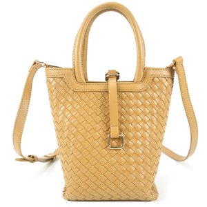 Custom OEM Design Logo Women's High Quality Fashion Brand Handbag Genuine Leather <b>Hand</b> Woven Bucket Bag from Bag Manufacturer - Product Image 1