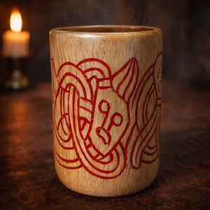 Wooden Drinking Mug with Coaster Handcrafted Design for Parties <b>Camping</b> & Weddings - Product Image 2