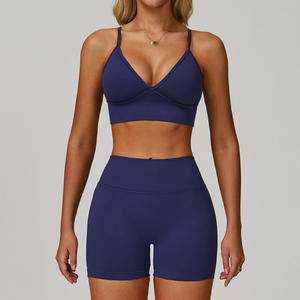 Ensemble de yoga CIYING personnalisé sans couture, respirant, 2 pièces, leggings taille haute et short, ensemble de sport pour femmes - Product Image 3