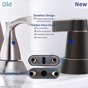 Rubinetto da Bagno in Bronzo Oliato con 2 Maniglie, Girevole a 360 Gradi, a Collo Alto, per Lavabo da 4 Pollici - Product Image 5