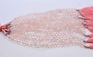 Bracelet de pierres de quartz rose naturel facettées en forme de cœur, 8 pouces, taille 8-9 mm, pierres précieuses de quartz rose, provenant d'un grossiste indien. - Product Image 3