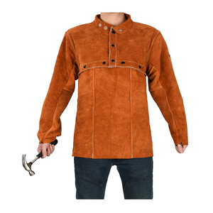 Heavy Duty Cowhide Welding Safety Jacket Unisex Fire Resistant Acidproof OSHA/ANSI/CE Certified Protective Leather Apparel for - Product Image 2