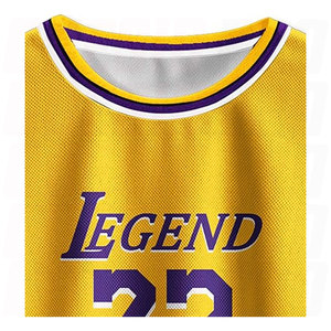 ชุดบาสเก็ตบอลแบบกลับด้านได้สั่งทำขายส่ง รุ่นใหม่ล่าสุด สีเหลือง โพลีเอสเตอร์ แบบซับลิเมชั่น - Product Image 4