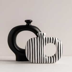 2026 Irregular <b>Unique</b> Pattern Trendy Look Ceramic <b>Vase</b> Vintage Style Luxury Home Decorative Enamel Big Flower Ceramic <b>Vase</b> By UO - Product Image 6