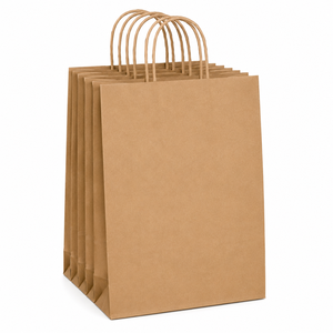 Sacs de shopping en papier kraft brun imprimés sur mesure avec poignées, écologiques, recyclables, emballage de vente au détail en gros - Product Image 3