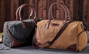 Sac de voyage en toile et cuir à fermeture éclair, sac de week-end, sac de sport LCTB-0079 - Product Image 4