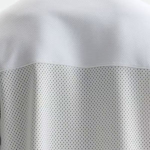 Jersey de malla estilo boxy con servicio OEM para unisex, color blanco, jersey corto con hombros caídos y manga media. - Product Image 6