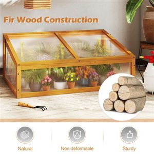 Serra da Giardino Portatile in Legno con Tetto Regolabile in Policarbonato 37'' x 25'' x 16'' - Mini Serra Estensibile per Giardino - Product Image 6