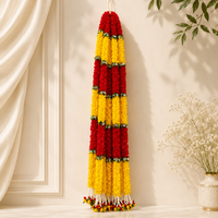 Guirnalda de Flores Artificiales Rojas y Blancas Hecha a Mano, Corona Decorativa para Boda, Decoración del Hogar, Estilo Clásico, Paquete Individual