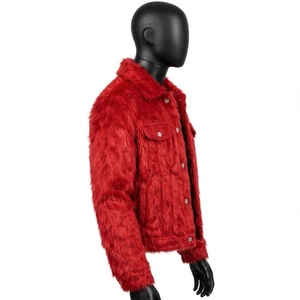 <b>Men</b> Faux Fur Windproof Slim <b>Trucker</b> <b>Jacket</b> Warm Plush Winter Coat Button Casual Streetwear Outerwear Custom Logo Wholesale - Product Image 6