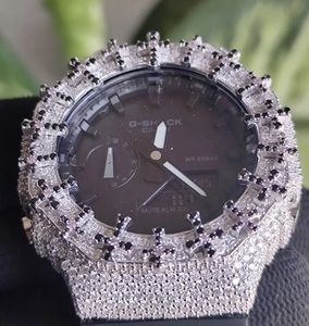 นาฬิกาข้อมือสีดำประดับเพชรแบบ Iced Out สไตล์ฮิปฮอป เครื่องประดับหรูหรา ประดับเพชรดำแบบ VVS - Product Image 3
