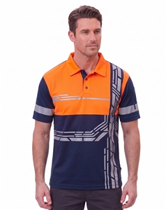 Camisetas polo de alta visibilidad para trabajo, de secado rápido, transpirables, para construcción, seguridad vial, con paneles en contraste, cinta reflectante, ropa de trabajo. - Product Image 1