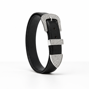 Ceinture en cuir PU pour femme avec strass, ceinture noire style western cowgirl avec boucle en cristal argenté, ceinture de taille tendance pour femme, vente en gros - Product Image 4
