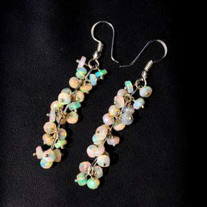 Boucles d'oreilles pendantes HAYAAT GEMS en opale éthiopienne, argent 925, perles cabochon multicolores, design tendance - Product Image 5