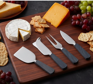 Stainless Steel Cheese Knife Set With Textured Black Handle Cheese <b>Tools</b> For Serving And Cutting Cheese Outdoor Picnic Use - Product Image 6