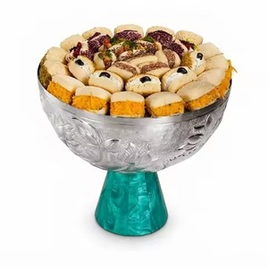 Durable <b>Chocolate</b> Bowl Silver Lotus Petal Shaped Pedestal Dish <b>Pink</b> Marbled Base Arabic Sweet Candy Display <b>Chocolate</b> Bowl - Product Image 3