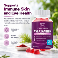 Gummies d'astaxanthine et de resvératrol en vrac, marque privée OEM, 24 mg, complément antioxydant pour la peau, anti-âge, soutien immunitaire