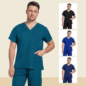 Conjuntos de uniformes médicos para mujer, azul real, cuello en V, manga corta, poliéster, tela resistente, sin costuras, para hospital, Prodigous - Product Image 4