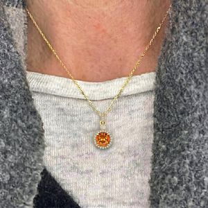 Pendentif Solitaire en Citrine Naturelle Plaqué Or Rhodié, Bijou pour Femme, Collier, Cadeau de Mariage ou de Fiançailles - Product Image 1