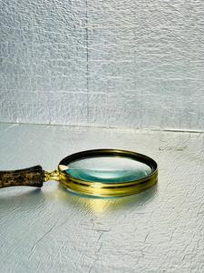OLD WORLD TREASURE HANDICRAFTS 4'' Handmade Durable Brass Magnifying Glass Brass Finish Wooden Handle Model MG-089 Modern Style - Product Image 5