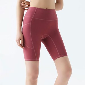 Shorts de yoga sans couture taille haute personnalisés, couleur unie, en Spandex et Nylon, pour femmes, fitness, course à pied, sportswear, lot de cinq - Product Image 6