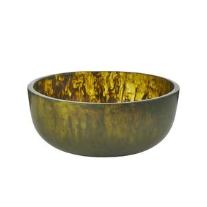 Bol de service en résine vert tourbillon, fait à la main, vaisselle moderne, bol à salade ambré pour table, bols à couverts en résine durables, utilisation à l'hôtel et à la maison - Product Image 1