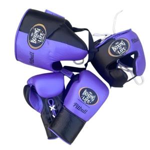 Conjunto Personalizable No Boxing No Life para Artes Marciales y Fitness, Incluye Conjunto de Boxeo de Cuero Real de Alta Calidad, Personalizado en Morado y Negro - Product Image 1