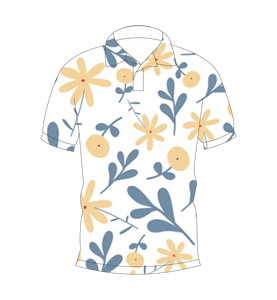 เสื้อโปโลผู้ชายสีขาวสีเหลืองสีฟ้าพิมพ์ลายดอกไม้ลำลองแขนสั้นแฟชั่นฤดูร้อน - Product Image 4