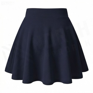 Women A-Line Mini <b>Skirt</b> Solid Color Pleated <b>Elastic</b> Waist Soft Polyester <b>Skirt</b> All Seasons Wear - Product Image 2