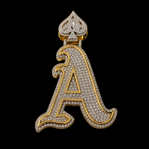 Pendentif de luxe pour homme, style hip-hop personnalisé, lettre A entièrement sertie de moissanite plaqué or, diamant brillant, prix abordable - Product Image 1