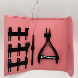 Black Matte Hair <b>Extension</b> Micro <b>Beads</b> Plier Set Professional Use with Hair Section Steel Clips with Loop and Finger For Hair - Product Image 3