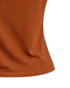 Camiseta de Mujer Color Naranja Quemado, Hombros Descubiertos, Manga Corta, Corte Ajustado, Informal, Verano, Algodón Suave, Fabricante OEM Personalizado - Product Image 6