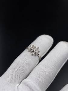 Bague de cocktail élégante en argent sterling 925, design géométrique en barre, plaqué rhodium, sertie de zircons, bijoux de fête pour femmes - Product Image 4