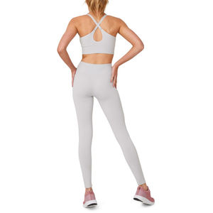 Conjunto de Yoga de 2 Piezas para Mujer, Tallas Grandes, Ropa Deportiva, Spandex/Algodón, Sólido, Ecológico, Reversible, Secado Rápido, Logotipo Personalizado, Venta al Por Mayor - Product Image 3