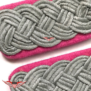 Epaulettes Trenzadas Grises KEW con Tela Rosa, Accesorios Duraderos para Prendas, Placa de Hombro Personalizada - Product Image 2