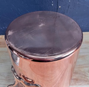 Copper Casserole Pot Round Shape With Lid Durable Metal Cookware Stainless Steel Handle Polished Exterior - Product Image 2