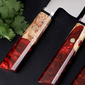 Ensemble de couteaux de cuisine en acier Damas avec étui en cuir, couteaux de cuisine multi-usages pour couper, hacher, trancher et préparer les aliments - Product Image 2