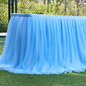 Falda de encaje de tul tutú esponjoso falda de mesa reutilizable amarilla con diferentes diseños para boda fiesta banquete celebración de cumpleaños - Product Image 2