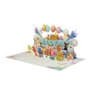 Cartes d'anniversaire 3D personnalisées OEM ODM, cartes de vœux en papier faites à la main, cadeau créatif de luxe, vente en gros - Product Image 2