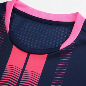 Ensemble de maillot de football bleu marine pour homme, manches courtes, polyester respirant, impression par sublimation, vêtements de sport pour adultes - Product Image 4
