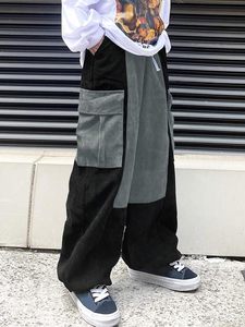 Men's Corduroy <b>Pants</b> Elastic Waist Side Pockets Casual Wear <b>Black</b> Gray Striped Design - Product Image 5